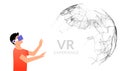 VR vector reality illustration. Virtual reality vector flat concept