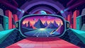 VR. View from VR glasses. Virtual reality simulation. Futuristic digital technology. Low polygonal, wireframe, linear and mes...