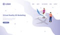 Vr virtual reality for 3d modelling object for website template or landing homepage with isometric style