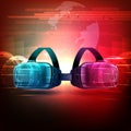 VR Virtual Reality headset glasses to experience futuristic cyberspace technology