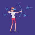 VR woman in archery game