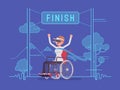 VR woman woman wheelchair user winning