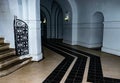 Vrancea, Romania - May 2, 2021: dark photograph inside the mausoleum in Marasesti where the empty and cold halls of the building