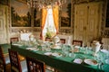 Vranov nad dyji, Southern Moravia, Czech Republic, 03 July 2021: Castle interior with baroque wooden carved furniture, dining room