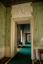 Vranov nad dyji, Southern Moravia, Czech Republic, 03 July 2021: Castle interior, baroque wooden carved furniture, green guest