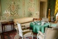 Vranov nad dyji, Southern Moravia, Czech Republic, 03 July 2021: Castle interior, baroque wooden carved furniture, green guest