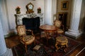 Vranov nad dyji, Southern Moravia, Czech Republic, 03 July 2021: Castle interior, baroque wooden carved furniture, table and