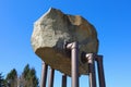 Vrchrieka, Javorniky, Slovakia - Potvor, statue and sculpture made of stone and iron pipe and tube