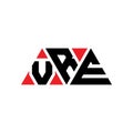 VRE triangle letter logo design with triangle shape. VRE triangle logo design monogram. VRE triangle vector logo template with red Royalty Free Stock Photo