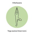 Vrikshasana yoga position linear icon