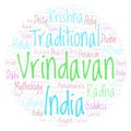 Vrindavan in circle shape word cloud.