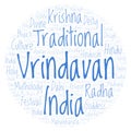 Vrindavan in circle shape word cloud.