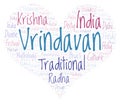 Vrindavan in heart shape word cloud. Royalty Free Stock Photo