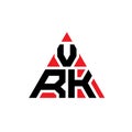 VRK triangle letter logo design with triangle shape. VRK triangle logo design monogram. VRK triangle vector logo template with red Royalty Free Stock Photo