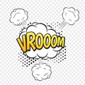 Vroom comic style word on the transparent background