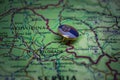 Vrsac pinned on a map with flag of Serbia Royalty Free Stock Photo