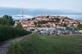 Vrsar, Croatia - 19 August 2020: Sunset view of Vrsar touristic village in the summer