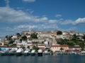 VRSAR, CROATIA - 06/19/2018: View from city port to Saint Martin`s Church