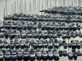 Top view on yacht, port, Adriatic sea and small Croatian town Vrsar Royalty Free Stock Photo