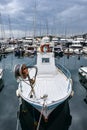 View on yacht, harbor, Adriatic sea and small Croatian town Vrsar, Croatia Royalty Free Stock Photo