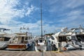 Yachts, Adriatic Sea and Vrsar - beautiful antique city. Coastal town of Vrsar, Istria, Croatia.. Royalty Free Stock Photo