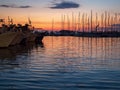 VRSAR, CROATIA - 06/19/2018: Sunset in port Royalty Free Stock Photo