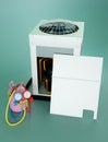 Outdoor unit of air conditioner vrf with pressure gauges3d