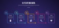 5vs big data infographic template with creative line table with arrow on edge dark background style with 5 point for slide Royalty Free Stock Photo