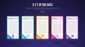 5vs big data infographic template with long box table with slope edge on side dark background style with 5 point for slide Royalty Free Stock Photo