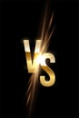 VS letter sign golden spark on black background Royalty Free Stock Photo