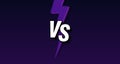 VS letters on ultraviolet background with lightning. Versus Vector Illustration. Poster symbols of confrontation VS. Vector