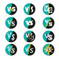 Vs logo. Battle fighting fonts duel characters matchmaking lettering words concurrence teams recent vector letters Royalty Free Stock Photo