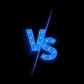 Vs logo. Blue neon versus. Glowing letters