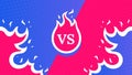 Vs screen. Blue and red abstract versus background. Fire concept. Fight template. Simple modern comic design. Flat style vector