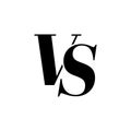 VS simple sign. Versus letter logo.