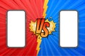 Vs smartphone on transparent background. Mobile template design. Vector design template. Versus battle.