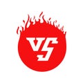 VS text and circle shape with fire frames. Red flaming VS letters Royalty Free Stock Photo