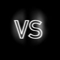Platinium VS Versus Battle , fight, competition , headline black background icon logo Glowing light neon