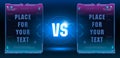 VS. Versus. Blue and pink futuristic design. Battle headline template. Futuristic abstract technology background. HUD