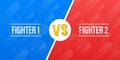 VS Versus Blue and red comic design. Battle banner match, vs letters competition confrontation. Vector stock illustration Royalty Free Stock Photo