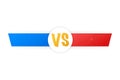 VS Versus Blue and red comic design. Battle banner match, vs letters competition confrontation. Vector illustration. Royalty Free Stock Photo