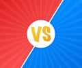 VS Versus Blue and red comic design. Battle banner match, vs letters competition confrontation. Vector illustration. Royalty Free Stock Photo