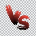 VS. Versus letter logo on transparent background. VS letters of red gradient. Vector illustration