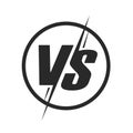 Vs or versus logo icon for battle or fight game vector flat cartoon black and white circle symbol design rounded emblem