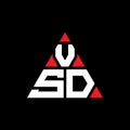 VSD triangle letter logo design with triangle shape. VSD triangle logo design monogram. VSD triangle vector logo template with red Royalty Free Stock Photo