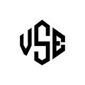 VSE letter logo design with polygon shape. VSE polygon and cube shape logo design. VSE hexagon vector logo template white and Royalty Free Stock Photo