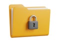 vSecure Folder Icon â Yellow File with Gray Padlock on White Background Royalty Free Stock Photo