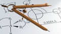 VSEPR theory draft and a drawing compass Royalty Free Stock Photo