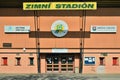 Vsetin, Czech republic - June 02, 2018: entrance into ice hockey stadium named Na Lapaci is after season in sommer closed
