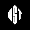 VST circle letter logo design with circle and ellipse shape. VST ellipse letters with typographic style. The three initials form a Royalty Free Stock Photo